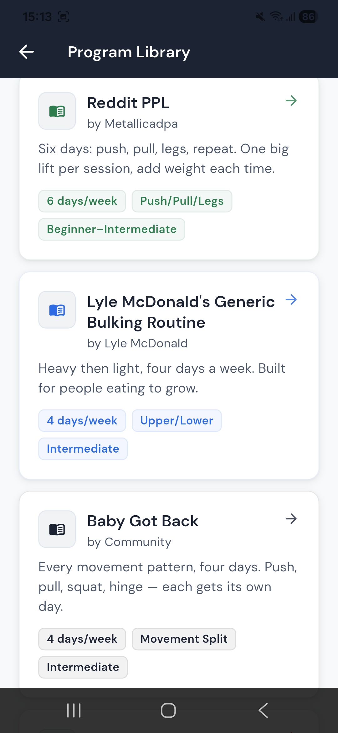 Library programs with progression